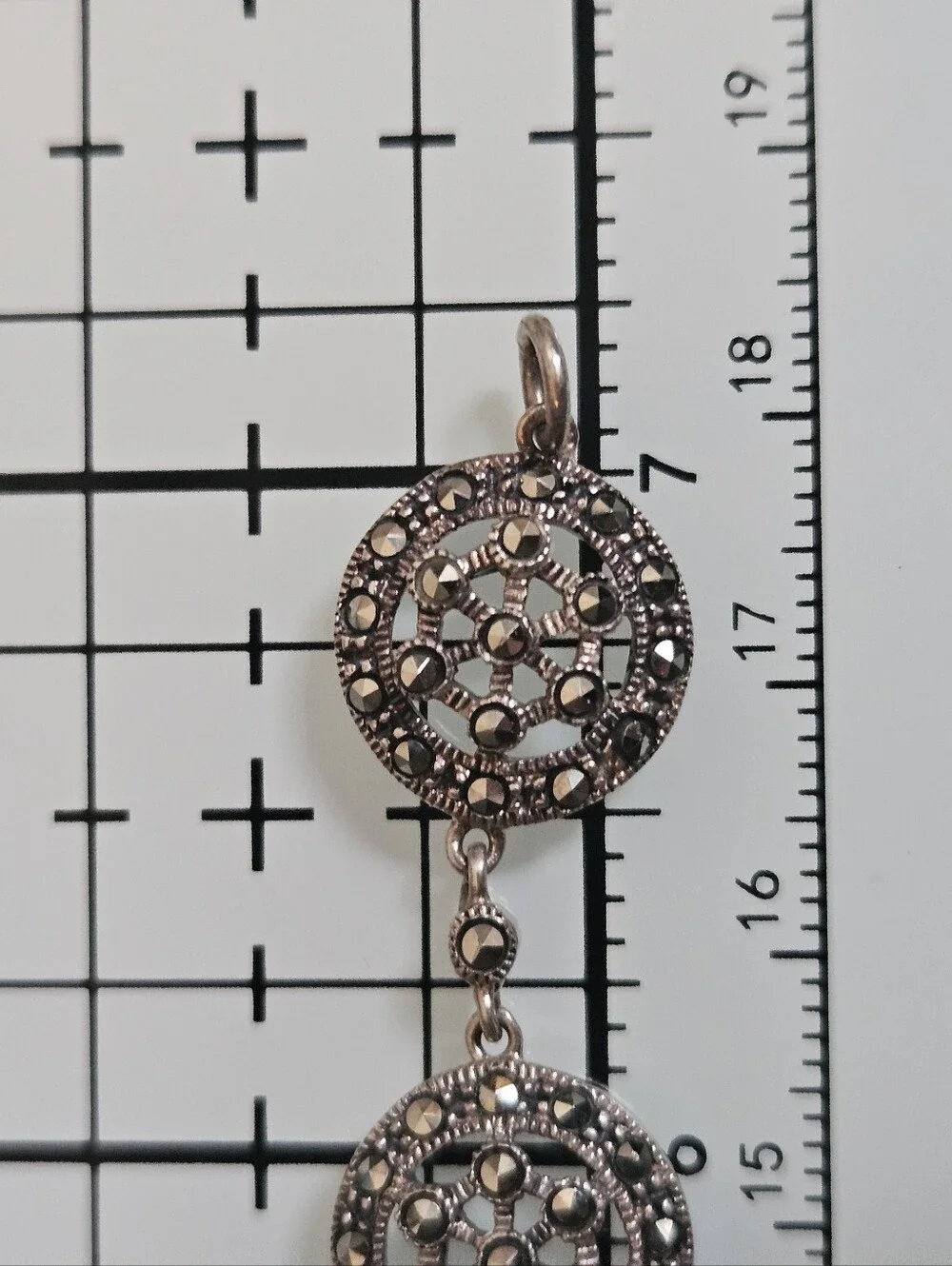 Sterling Silver Marcasite Round Open Work Vintage 925 Bracelet 7